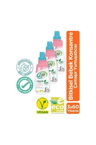 Vegan Bitkisel Konsantre Bebek Çamaşır Yumuşatıcısı 1500 Ml X 3 Adet