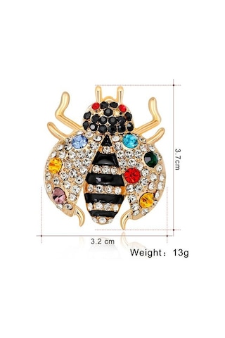 Yedi Yıldızlı Uğur Böceği Korsaj Pırlanta Broş Broş Kırmızı