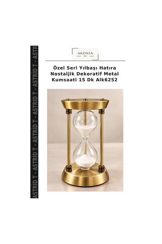 Özel Seri Yılbaşı Hatıra Nostaljik Dekoratif Metal Kumsaati 15 Dk Alk6252 Çok Renkli