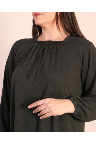 Kadin Tesettur Buyuk Beden Kare Yaka Uzun Elbise 001