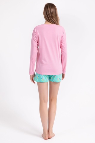 Rolypoly Feeling Tropical Pembe Kadın Uzun Kol Şort Takım 5274-29454 Pembe
