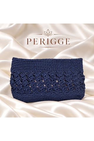 Periggecom Kagıt İp Portföy Peri Örnek Portföy Clutch Çanta Lacivert