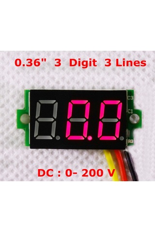 Panel Sayısal Voltmetre 0.36" 3 Haneli Led Display Dc 0-200V