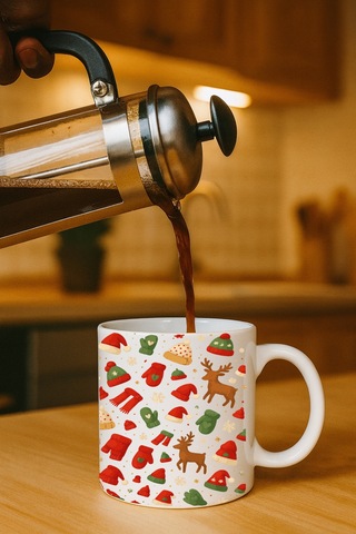 Kupa Yılbaşı Görselli Bardak Beyaz