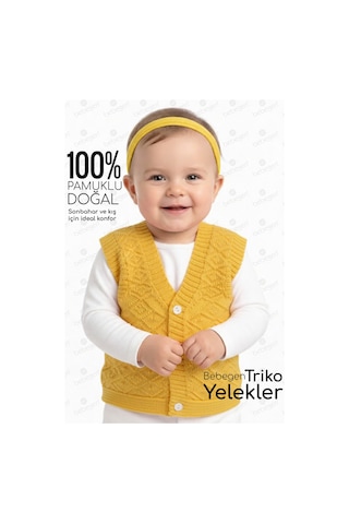 Bebegen Triko Sarı Bebek Yelek Çok Renkli