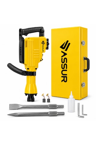 Assur Profesyonel Elektrikli Kırıcı Yıkım Çekici Sarı Çantalı Set