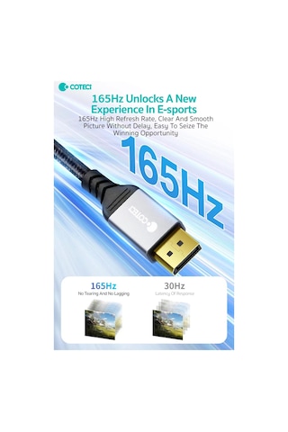 Erkek Displayport To Dişi Displayport Uzatma Kablosu 2 Metre - 8k 60hz / 4k 165hz Dp 1.4 Dönüştürücü