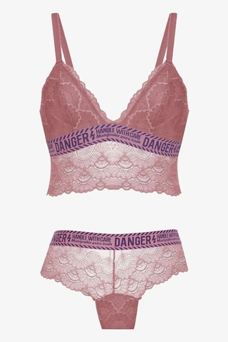 Koza Danger Yazılı Süngerli Bralet Takım - 80227 Pembe