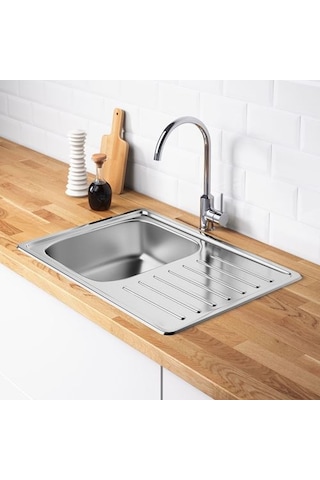 Ikea Fyndıg Tek Gözlü Damlalıklı Eviye, Paslanmaz Çelik, 70x50 Cm