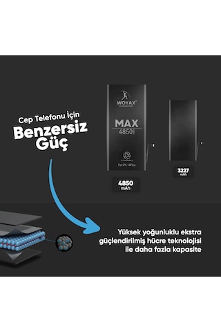 Woyax Apple Uyumlu iPhone 14 Plus Premium Batarya 4850 Mah Yüksek Kapasite