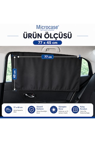 Microcase Universal Oto Güneşlik Perde Yan Cam Güneşliği Anne Bebek Çocuk Perdesi 4 Adet - Al5634 Siyah