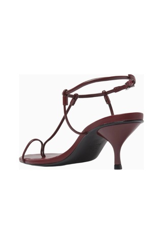 Schutz Elsha 55 Bordo Deri T-bantlı 55mm Kitten Topuklu, Lüks Sandalet