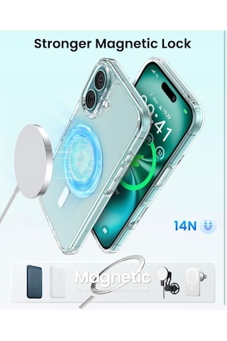 İphone Uyumlu 16 Kılıf Şeffaf Magsafe Şarj Destekli Kamera Tam Korumalı