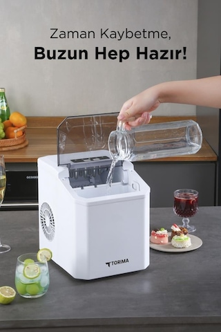 Torima YH16 Beyaz Portatif Taşınabilir Hızlı Buz Yapma Makinası