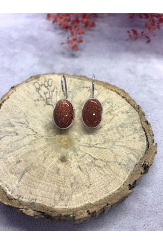 Doğal Yıldız Taşı Gümüş Küpe 925 Ayar