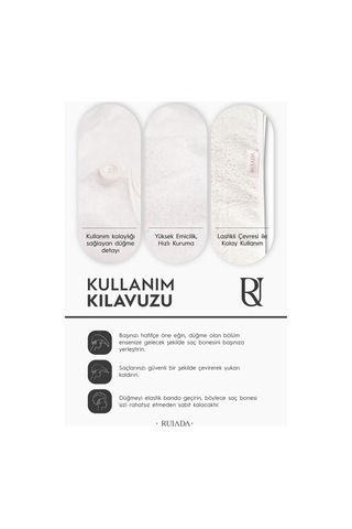 %100 Pamuk Saç Kurutma Bonesi/havlusu Lastikli Ve Düğmeli Ekru Ekru