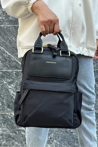 Just Polo Kadın Ayarlanabilir Askılı Su Geçirmez İthal Saten Kumaş Lüks Sırt Çantası Shopper Siyah