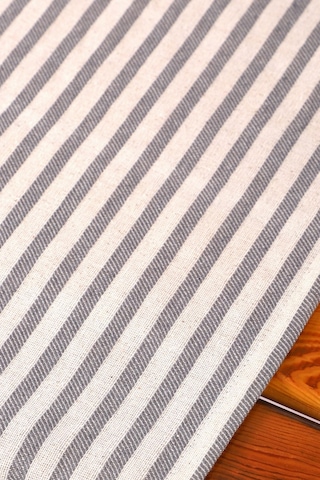 Gri Çizgili Keten Runner 40x150 Cm Diğer
