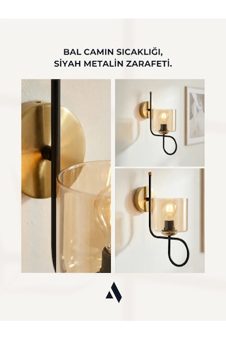 Flow Duvar Apliği Modern Klasik Tarzda Opal Ve Bal Camlı Işıltı Bal