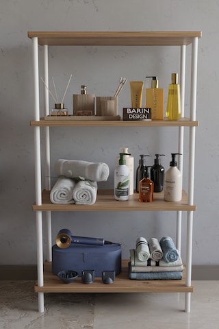 4 Katlı Çevir Kur Metal Gövdeli Banyo Rafı Çok Amaçlı Düzenleyici Organizer Stand Banyo Dolabı Atlantik Çam