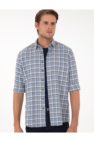 Pierre Cardin Erkek İndigo Gömlek Desenli 50292811-vr028 İndigo