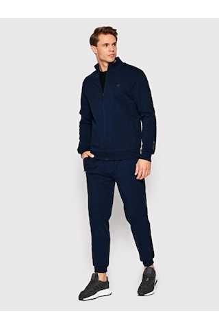 Guess Erkek Tamamı Fermuarlı Koyu Mavi Sweatshirt Lacivert