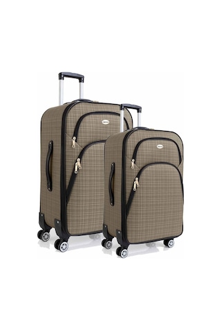 Gedox Büyük Ve Orta Boy Valiz Seti 4 Teker Kumaş Valiz Bej 1081