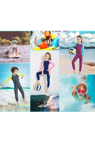 Geeksen Küçük Çocuklar İçin Tek Parça Kollu Güneşten Koruyucu Hızlı Kuruyan Yüzme Takımı Koyu Gri, S Koyu Gri