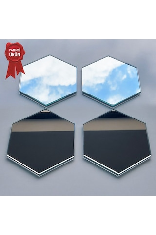 Decorita Ayna Bardak Altlığı 4'lü Takım Altıgen Düz Ayna Diğer