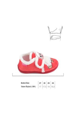 Gezer Kız Çocuk Bebe Cırtlı Ayarlanabilir Günlük Okul Kreş Panduf Ayakkabı Kırmızı