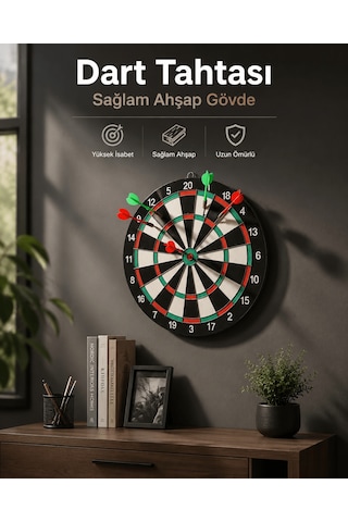 Duvara Monte Sağlam Ahşap Gövdeli Dart Tahtası Ev Ve Oyun Alanları İçin 17 İnç Tkdytgsdo4skdcvrm3y
