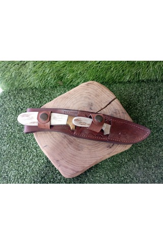 Tctknives El Yapımı Av Kamp Kılıflı Bıçak002 Krem