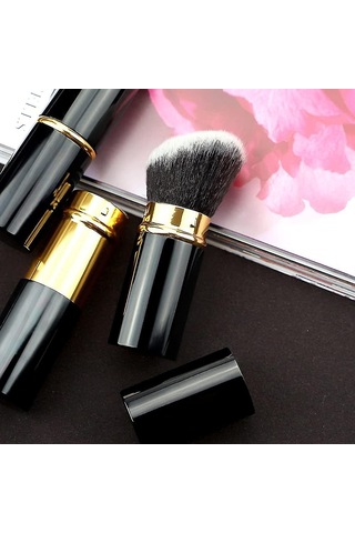 Makyaj Fırçası Geri Çekilebilir Pembe / Siyah / Degrade Allık Fırçası Yumuşak Mineral