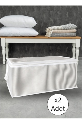 2 Adet Gri Çizgili Hurç Baza Altı Hurç 30x50x20 Cm Gri