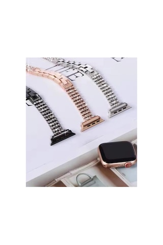 Newface - 213 - Apple Watch Uyumlu 38mm Live Taşlı Kordon - - Csmo-tex - Rose Gold