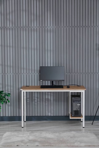 Sehpol Bilgisayar Masası Sağ Sol Yönlü Pc Kasa Raflı 125x65x75 Cm Beyaz Atlantik Çam Atlantik Çam - Beyaz