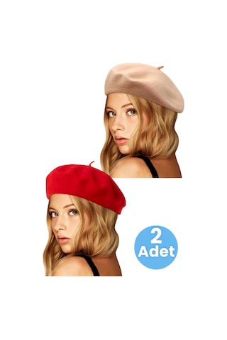 Uniquetrenders Kadın Fransız 2'li Ressam Bere Vizon Kırmızı Kırmızı - Vizon