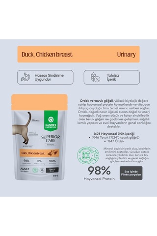Nature's Protection Superior Care Urinary Ördekli & Tavuk Göğüslü Sos İçinde Yaş Kedi Maması 85g 12 Adet