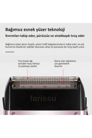 Pritech Rf-1551 Şarjlı Erkek Tıraş Makinesi - Deri Kaplama 3d Yüzer Başlık Sinekkaydı Tıraş Makinesi