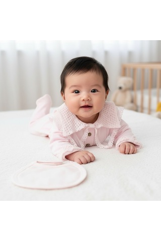 Ürünya Kız Bebek Pamuklu Uzun Kollu İşlemeli 5'li Set Pembe