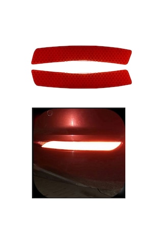 Araç Araba Oto Tampon Sticker Yapıştıma Reflektörü Kırmızı