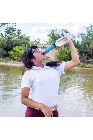 Mufunye Hafif Mavi Dışarıda Kullanıma Uygun Su Filtresi - 3 Aşamalı Filtrasyon, 1500 Litre Kapasite, 400 Ml/dakika Hız, Kamp Ve Yürüyüş İçin