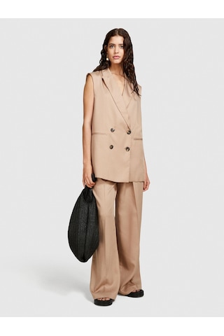 Sisley %100 Pamuk Astar Maskülen Kesin Geniş V Yaka Kruvaze Yelek Kadın 1m7 Yelek - 324p283glj00ı