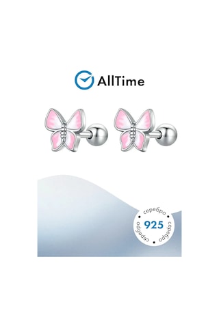 Bamoer Kelebek Desenli Pembe Emaye Gümüş Küpeler 291696414 Diğer