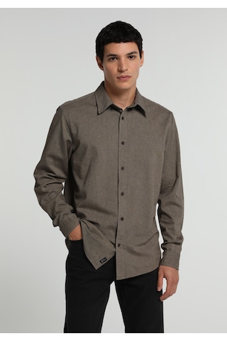 Colin's Colins Regular Fit Shirt Neck Düz Erkek Kahverengi Uzun Kol Gömlek Cl1073845 Q1.v2 Brw