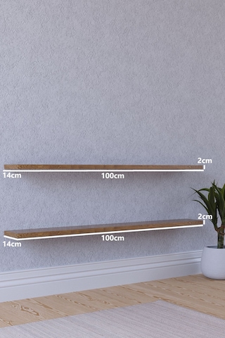 Yankı-BYEG 2li 100 cm Safir Meşe Mdf Duvar Rafı Gizli Bağlantı Kitaplık