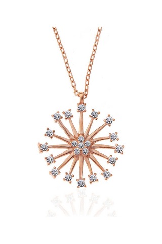 925 Ayar Gümüş Rose Çiçek Kadın Gümüş Kolye Gümüş