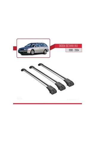 Skoda Octavia 1u 1998-2004 Arası İle Uyumlu Ace-1 Ara Atkı Tavan Barı Gri 3 Adet Bar