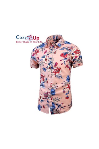 Cozy Up Floral Gömlek Erkek Kısa Kollu Pamuklu Plaj Giyim Günlük Düğmeli Gömlekler Sarı