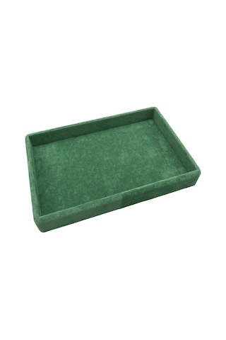 Yerli Üretim Küçük Boy Süet Kumaş Yeşil 22/14 Cm Servis Tablası